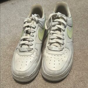 Nike White and Light Green Sneakers